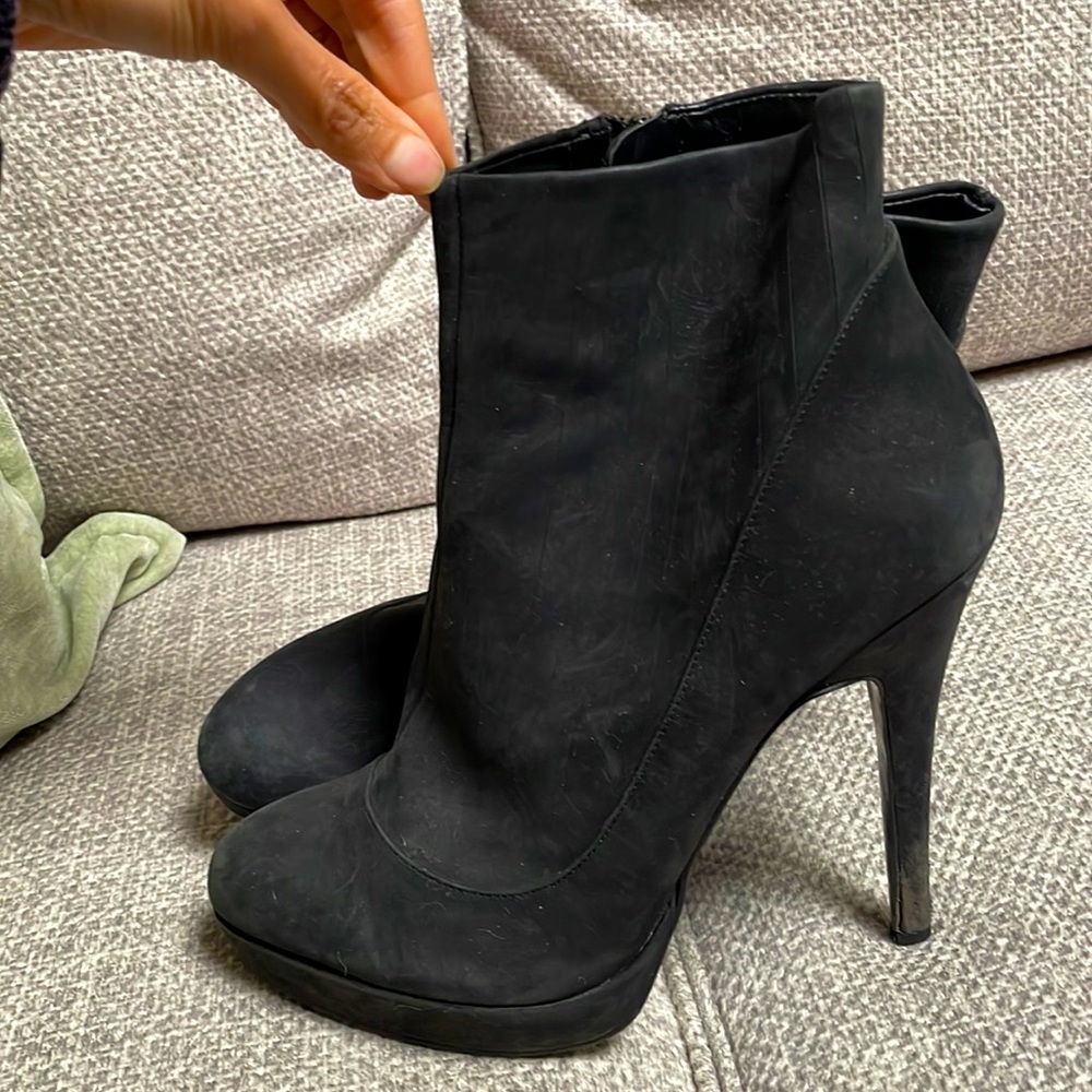 Zara Black Suede Heeled Booties